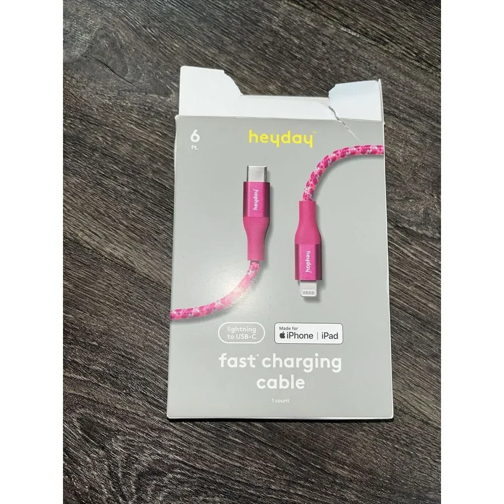 Heyday 6ft Fast Charging Cable To USB-c‎ iPhone Pink Braided